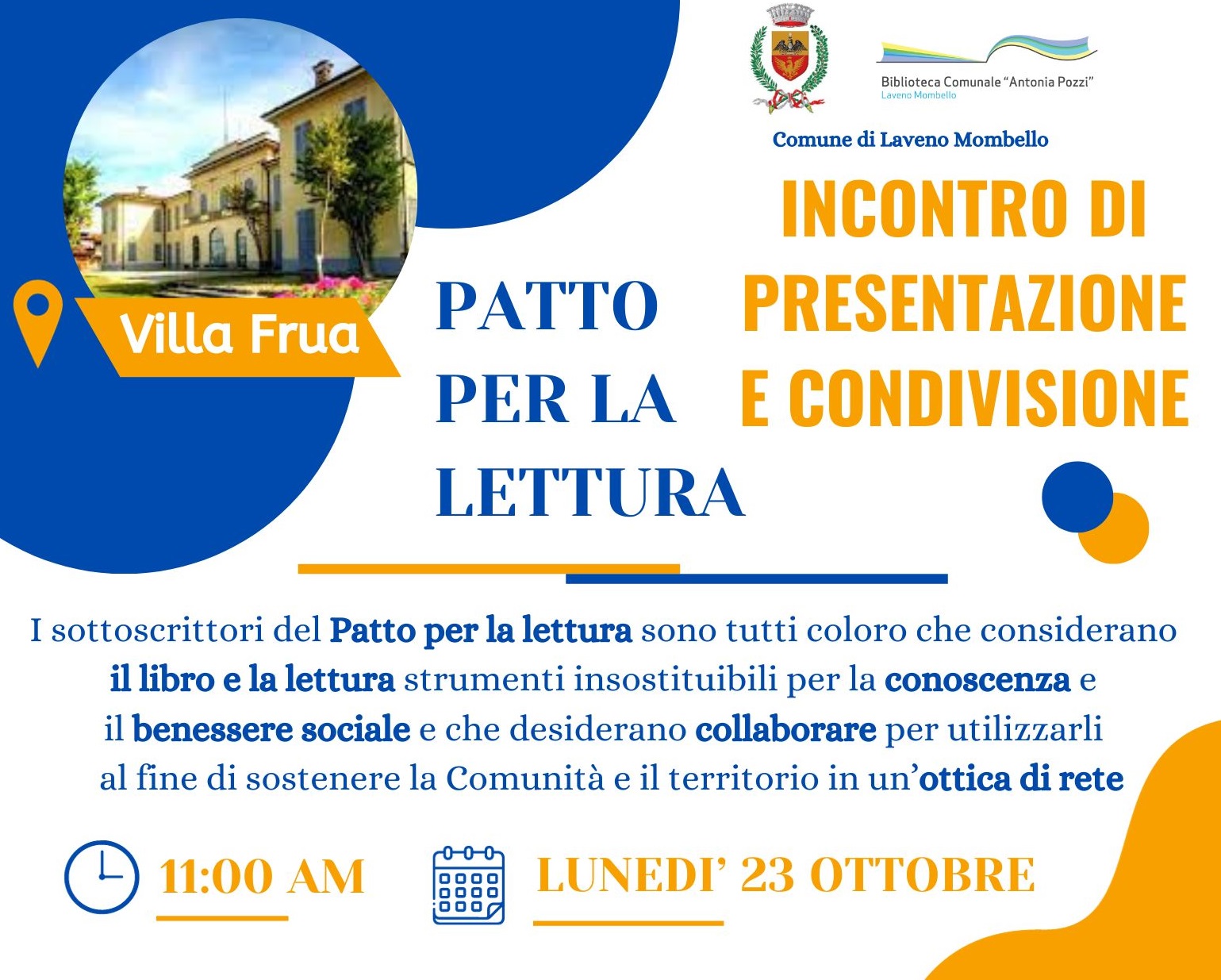 PATTO PER LA LETTURA. Incontro di presentazione e condivisione