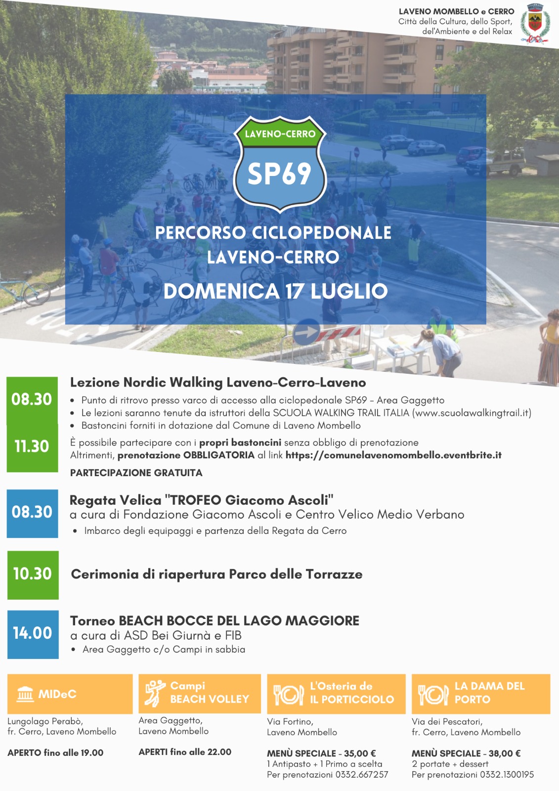 Domenica 17 luglio PERCORSO CICLO-PEDONALE SP 69