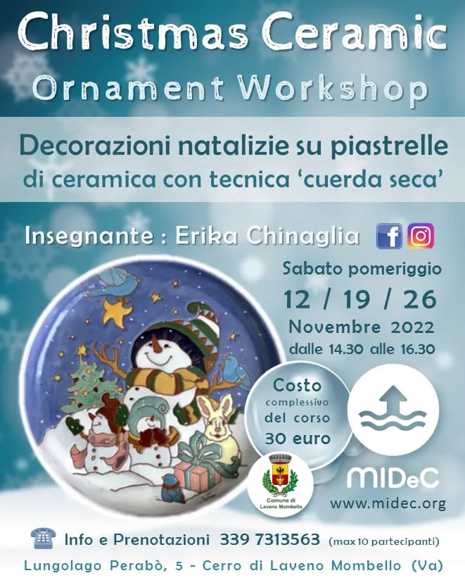 Laboratorio di decorazioni natalizie su piastrelle di ceramica